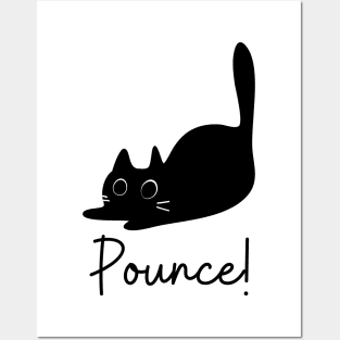 Playful Black Kitty Pounce Posters and Art